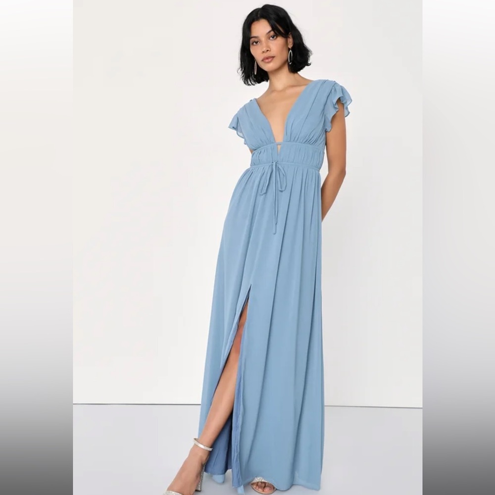 Blue Ruffled maxi Dress - Picture 5 of 5